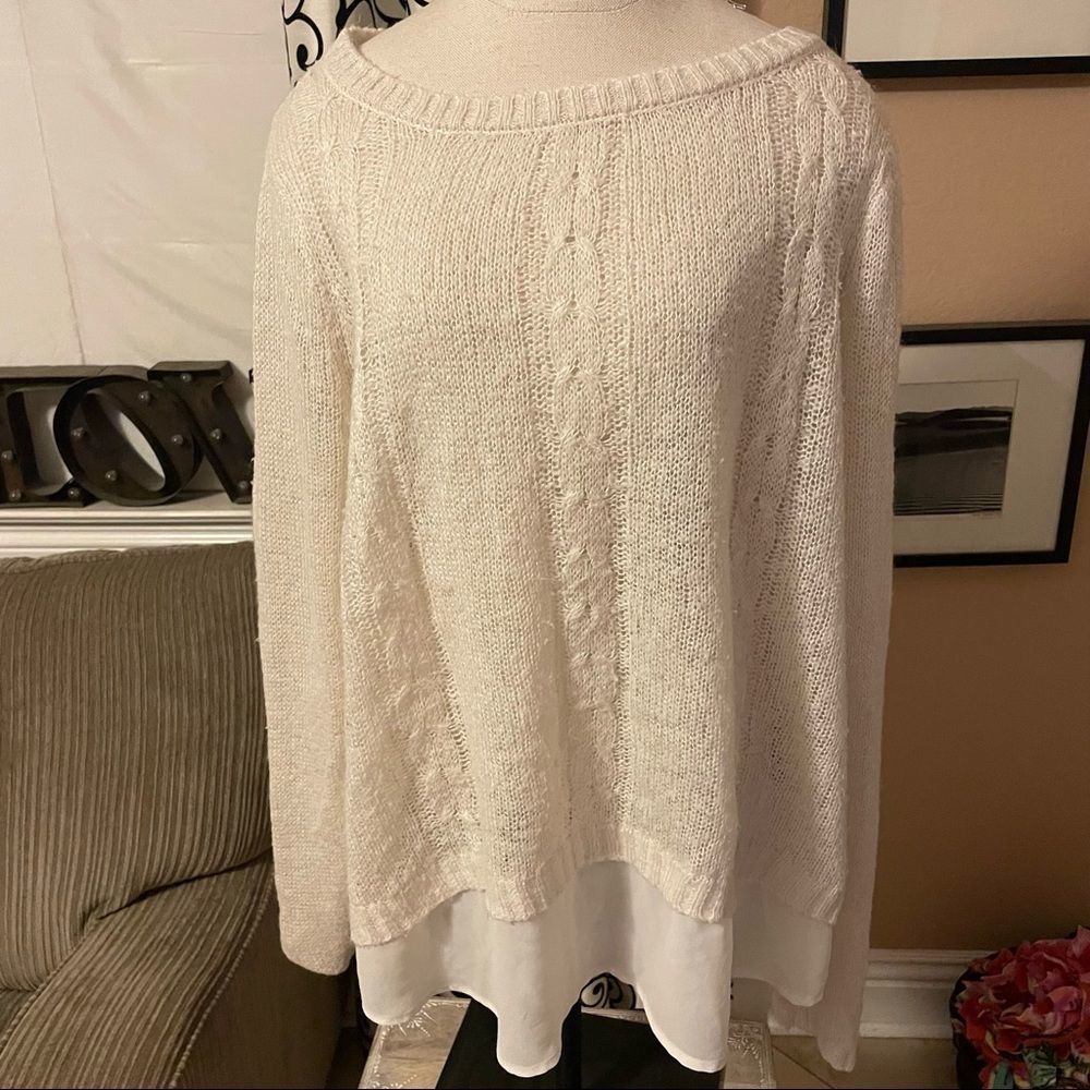 White Sweater with sheer material layer size 2 from Torrid